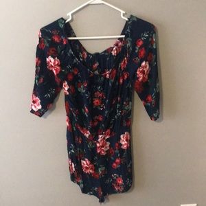 Navy romper with flowers